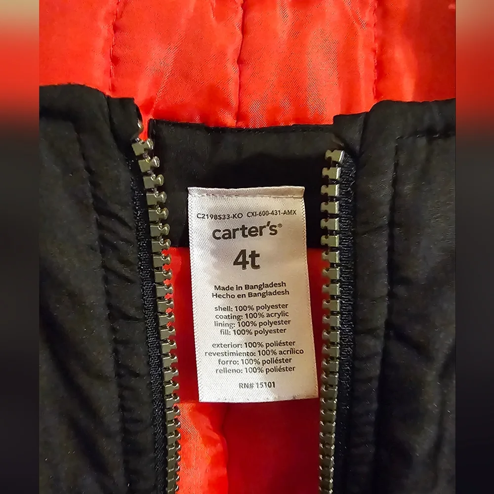 Carter's 4T Black And Red Snow Bibs Overalls